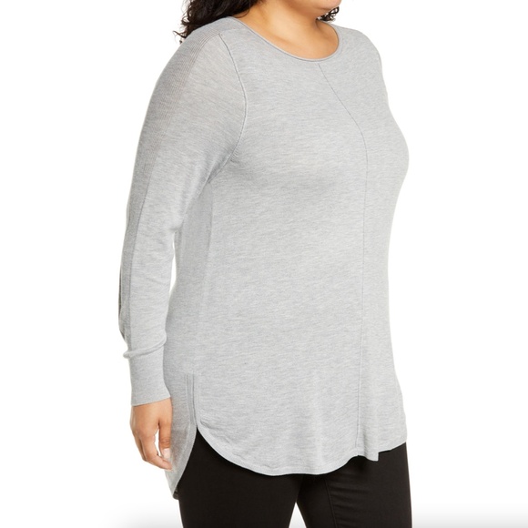 Caslon Shirttail Tunic Sweater In Grey Heather - Picture 3 of 8